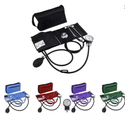 Manual Aneroid Sphygmomanometer with Stethoscope Steel and Plastic Material