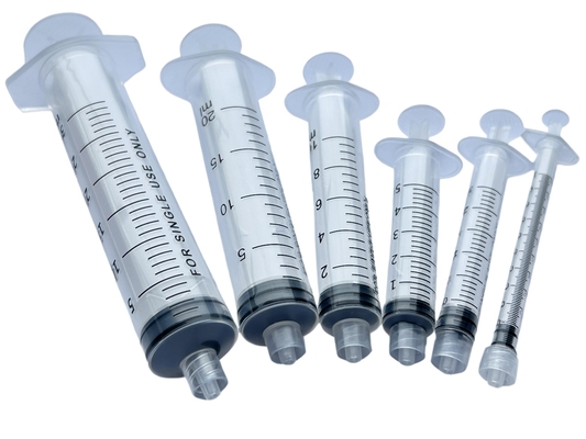 Disposable Sterile Hypodermic Syringe Transparent Plastic With Needle EO Sterilized