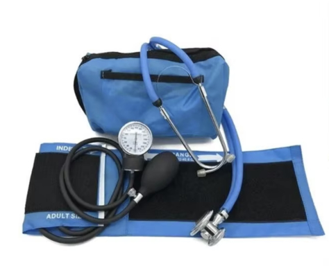 Manual Aneroid Sphygmomanometer with Stethoscope Steel and Plastic Material