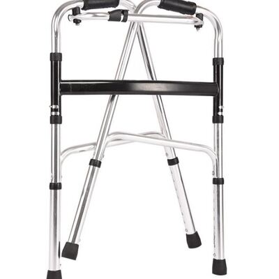 Stainless Steel Folding Walker One-Button Collapse 6-Level Height Adjustment