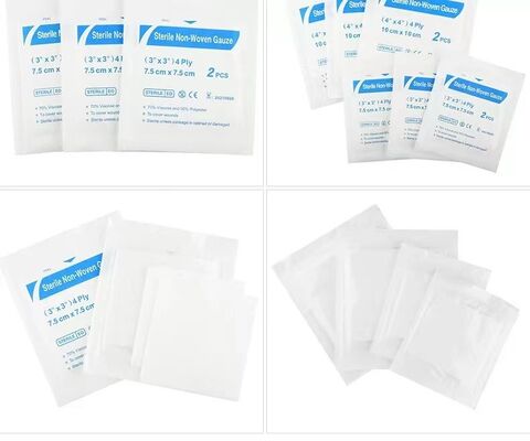Sterile Absorbent Gauze Pad 5cm x 5cm 8-Ply Non-Woven for Wound Dressing and First Aid
