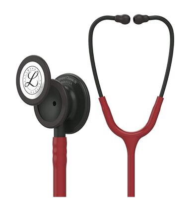 3M Littmann Classic III Monitoring Stethoscope Black-Finish Chest-piece stem and headset 27 inch 5868 Burgundy Tube