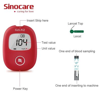 Sinocare Safe AQ Glucose Meter No Coding Required and 0.6µL Blood Sample in 5 Seconds