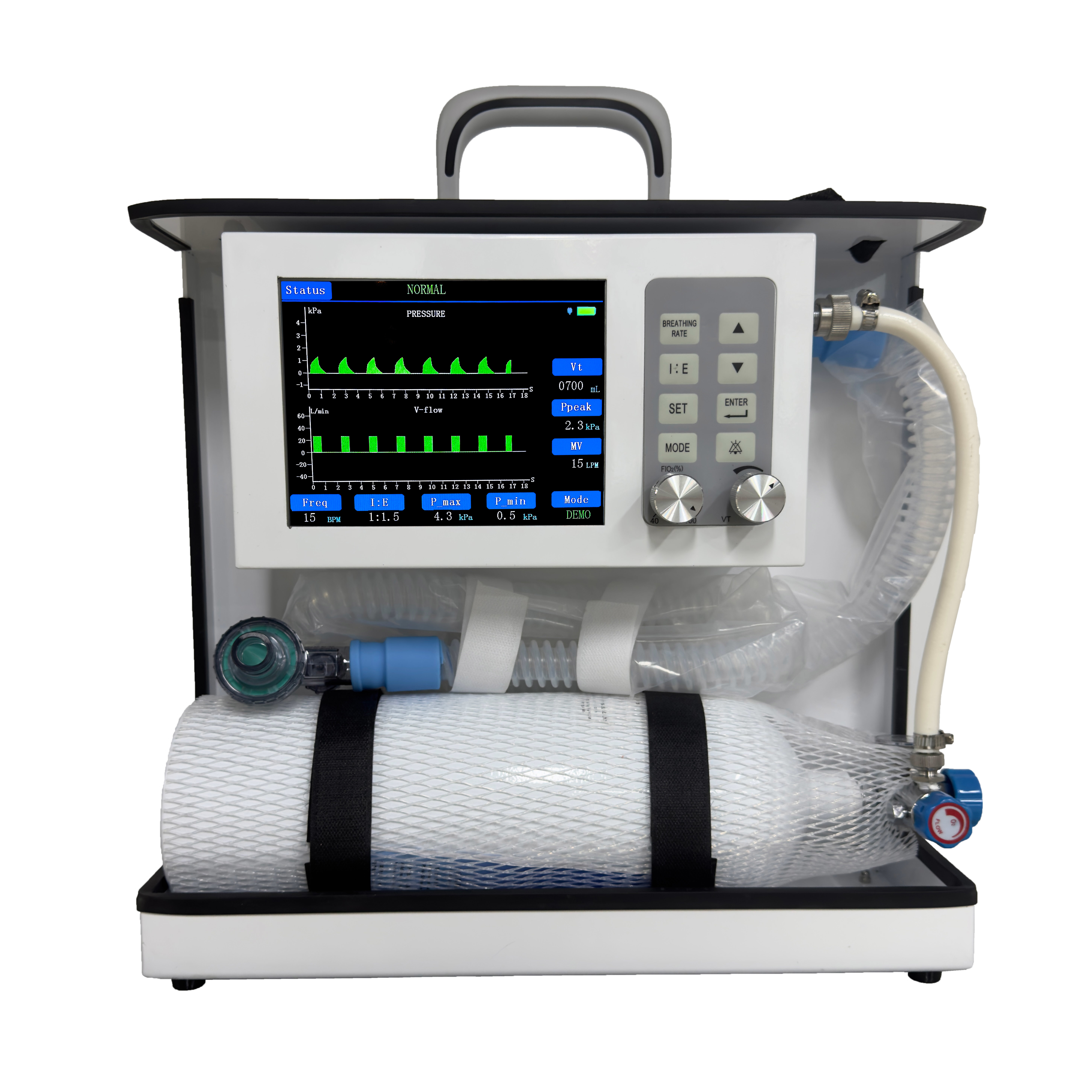Transport Ventilator for Ambulance SIMV and IPPV Modes with Pressure Alarm